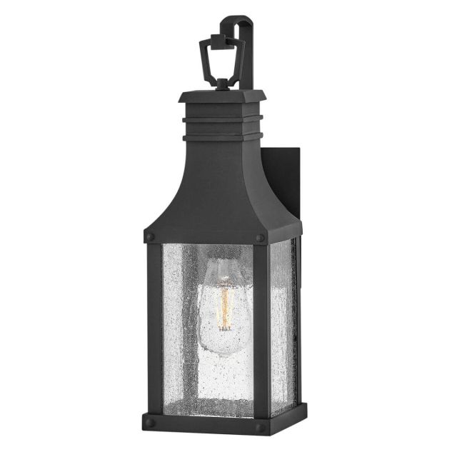 Hinkley Lighting Beacon Hill 1 Light 18 inch Tall Outdoor Wall Mount Lantern in Museum Black with Clear Seedy Glass 17460MB