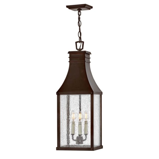 Hinkley Lighting Beacon Hill 3 Light 9 inch Outdoor Hanging Lantern in Blackened Copper with Clear Seedy Glass 17462BLC