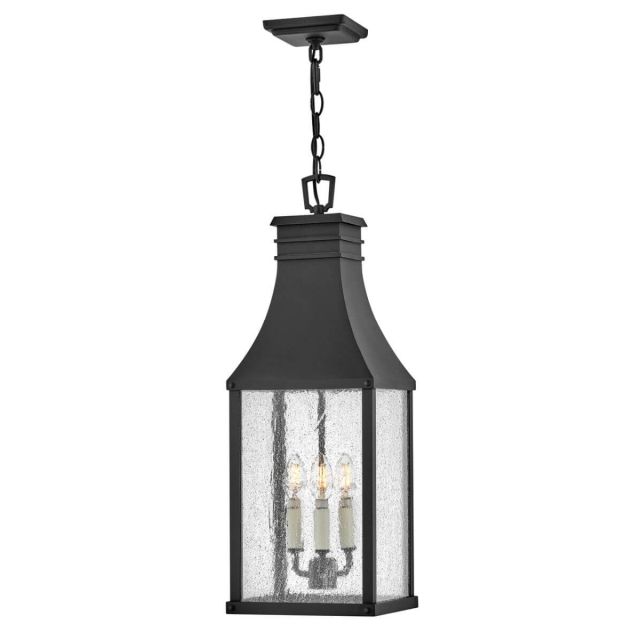 Hinkley Lighting Beacon Hill 3 Light 9 inch Outdoor Hanging Lantern in Museum Black with Clear Seedy Glass 17462MB