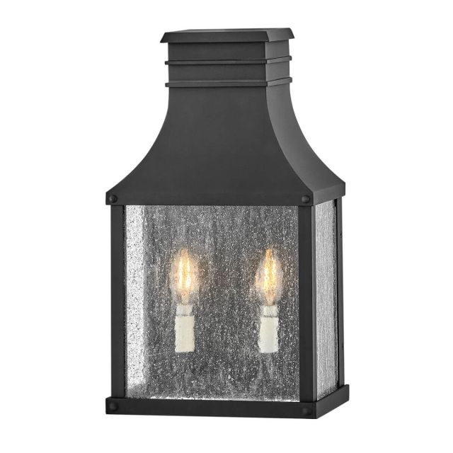 Hinkley Lighting Beacon Hill 2 Light 17 inch Tall Outdoor Wall Mount Lantern in Museum Black with Clear Seedy Glass 17466MB