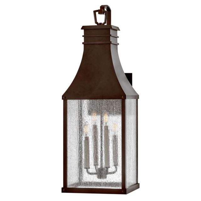 Hinkley Lighting Beacon Hill 4 Light 32 inch Tall Outdoor Wall Mount Lantern in Blackened Copper with Clear Seedy Glass 17468BLC