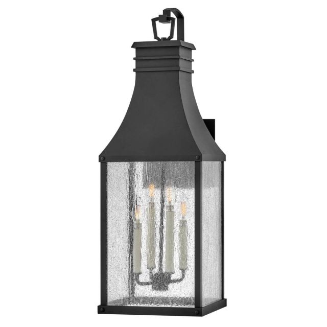 Hinkley Lighting Beacon Hill 4 Light 32 inch Tall Outdoor Wall Mount Lantern in Museum Black with Clear Seedy Glass 17468MB