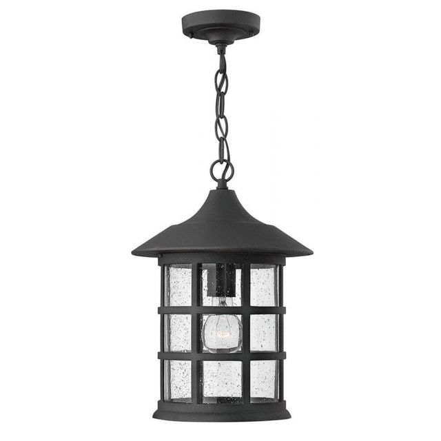 Hinkley Lighting 1802BK Freeport 1 Light 10 inch Large Outdoor Hanging Lantern in Black with Clear Seedy Glass