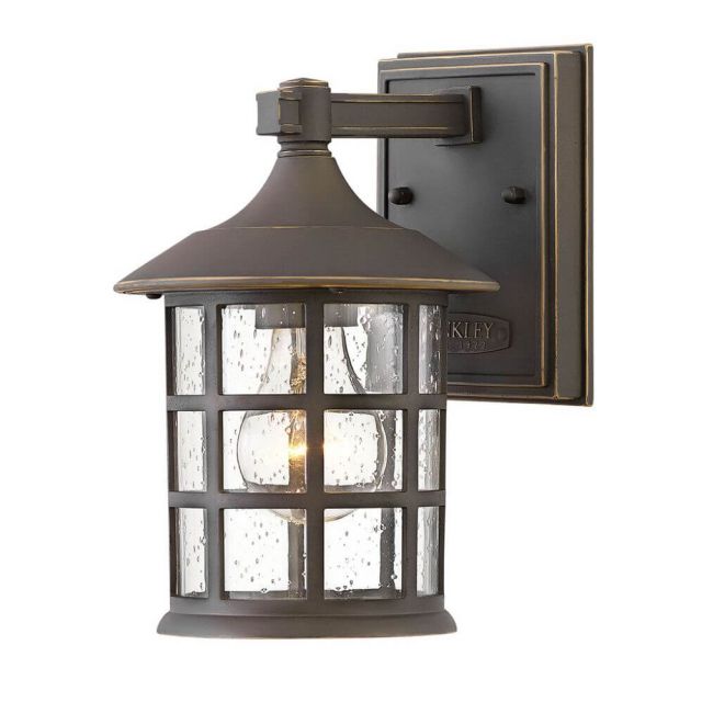 Hinkley Lighting Freeport 1 Light 9 Inch Tall Outdoor Wall Light in Oil Rubbed Bronze with Clear Seedy Glass 1860OZ