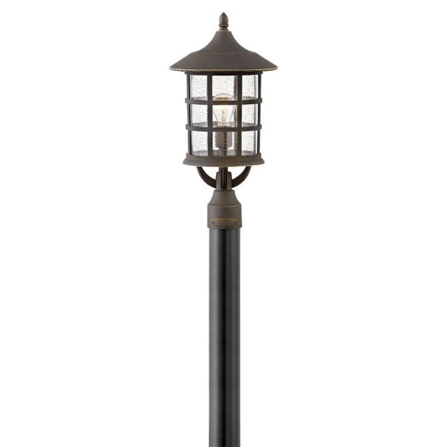 Hinkley Lighting Freeport 1 Light 21 Inch Tall Outdoor Post Light in Oil Rubbed Bronze with Clear Seedy Glass 1861OZ