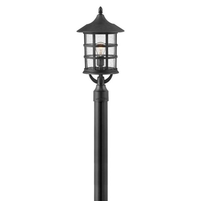 Hinkley Lighting Freeport 1 Light 21 Inch Tall Outdoor Post Light in Textured Black with Clear Seedy Glass 1861TK