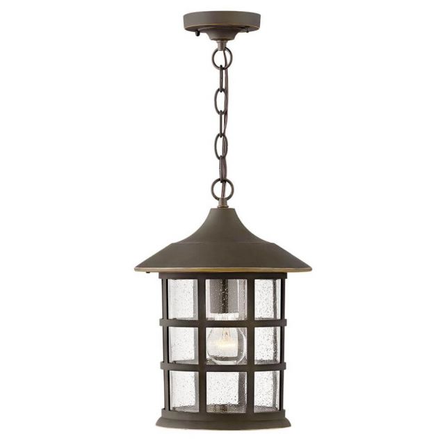 Hinkley Lighting 1862OZ Freeport 1 Light 10 Inch Outdoor Hanging Lantern in Oil Rubbed Bronze with Clear Seedy Glass