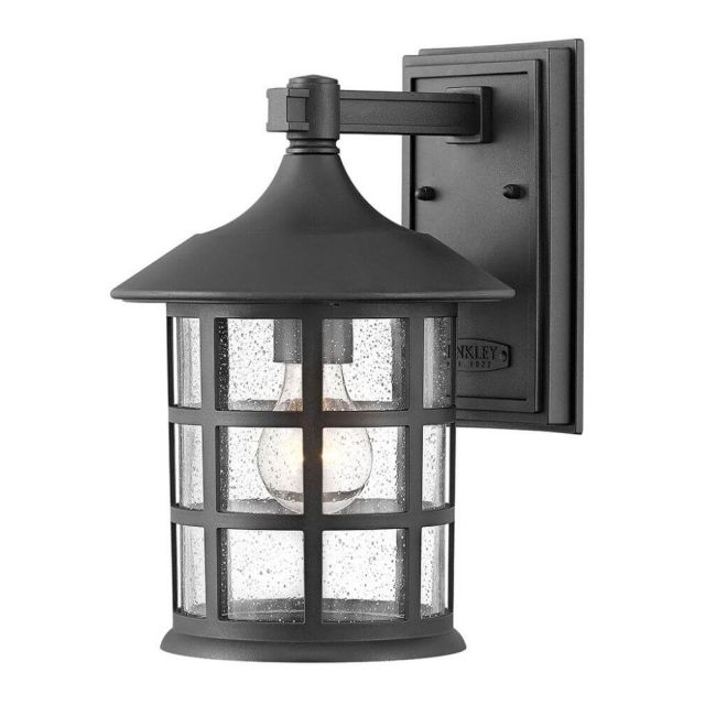 Hinkley Lighting Freeport 1 Light 12 Inch Tall Outdoor Wall Light in Textured Black with Clear Seedy Glass 1864TK