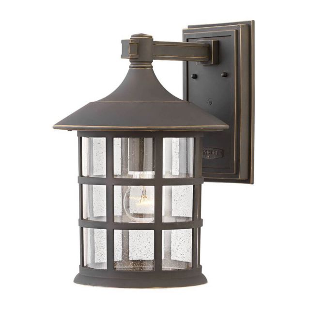 Hinkley Lighting Freeport 1 Light 15 Inch Tall Outdoor Wall Light in Oil Rubbed Bronze with Clear Seedy Glass 1865OZ