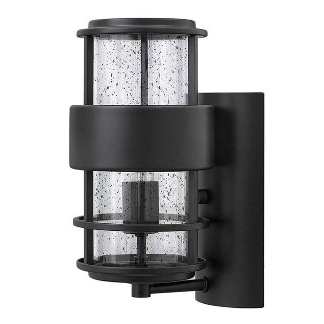 Hinkley Lighting 1900SK Saturn 1 Light 12 inch Tall Outdoor Wall Mount Lantern in Satin Black with Clear Seedy Glass