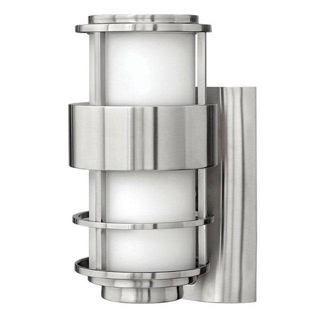 Hinkley Lighting 1900SS Saturn 1 Light 12 inch Tall Outdoor Wall Mount Lantern in Stainless Steel with Etched Opal Glass