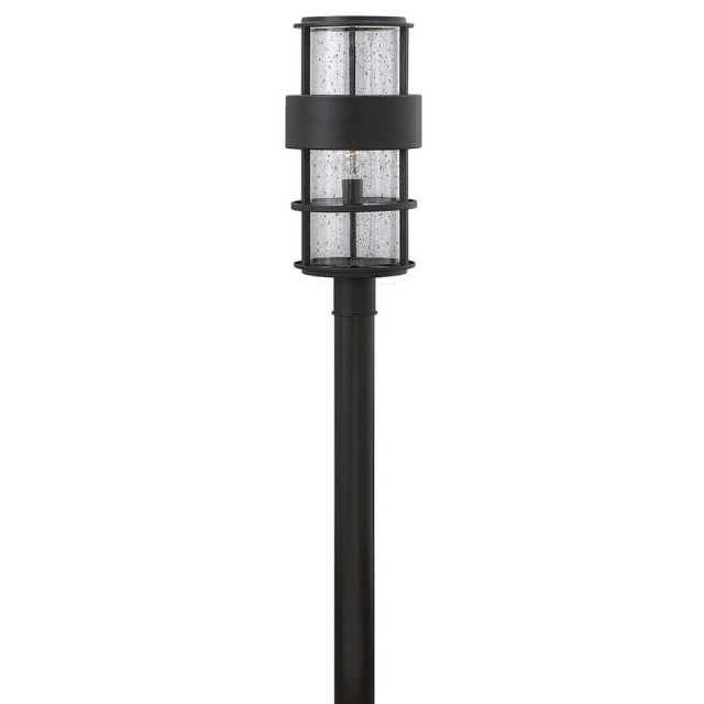 Hinkley Lighting 1901SK Saturn 1 Light 22 inch Tall Outdoor Post Mount Lantern in Satin Black with Clear Seedy Glass