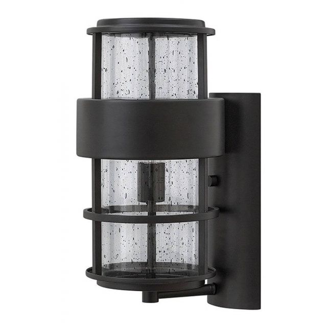 Hinkley Lighting 1904SK Saturn 1 Light 16 inch Tall Outdoor Wall Mount Lantern in Satin Black with Clear Seedy Glass