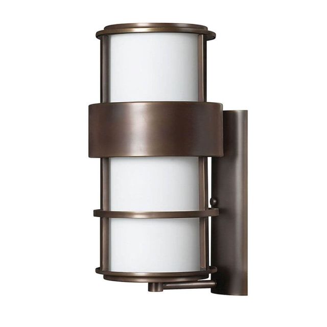 Hinkley Lighting 1905MT Saturn 1 Light 20 inch Tall Outdoor Wall Mount Lantern in Metro Bronze with Etched Opal Glass