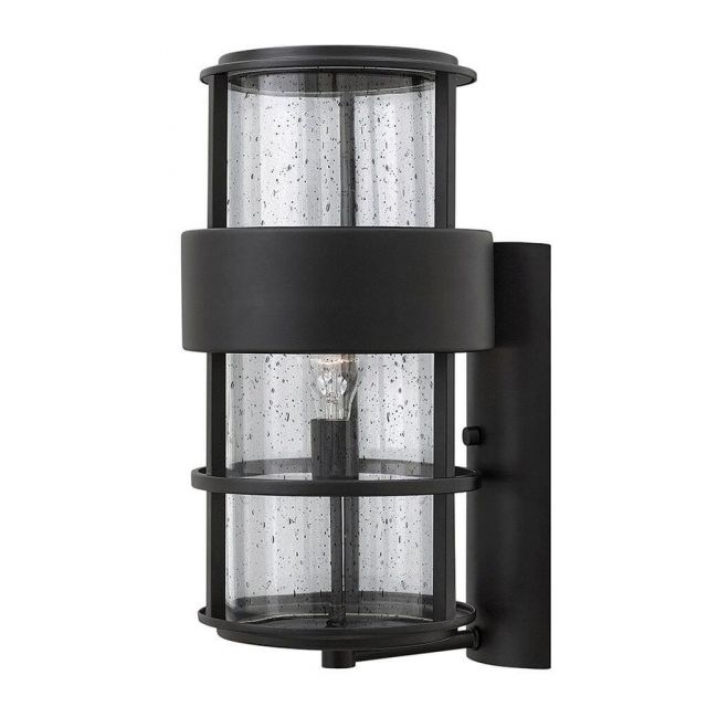 Hinkley Lighting 1905SK Saturn 1 Light 20 inch Tall Outdoor Wall Mount Lantern in Satin Black with Clear Seedy Glass