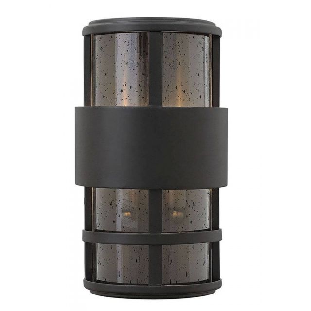 Hinkley Lighting 1908SK Saturn 2 Light 13 inch Tall Outdoor Wall Mount Lantern in Satin Black with Clear Seedy Glass