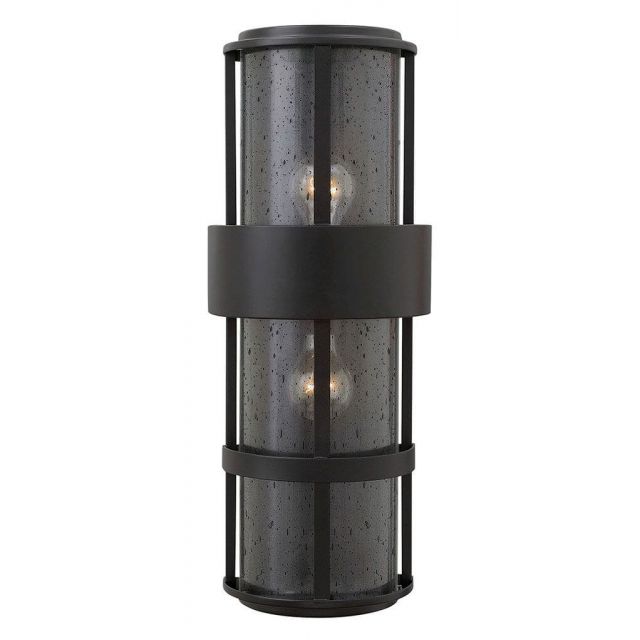 Hinkley Lighting 1909SK Saturn 2 Light 21 inch Tall Outdoor Wall Mount Lantern in Satin Black with Clear Seedy Glass