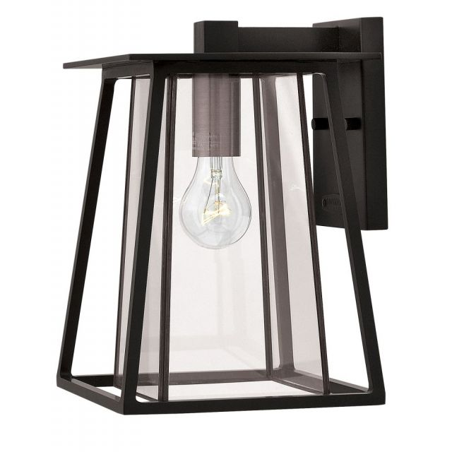 Hinkley Lighting 2100BK Walker 1 Light 12 Inch Tall Outdoor Small Wall Mount In Black With Bound Clear Glass