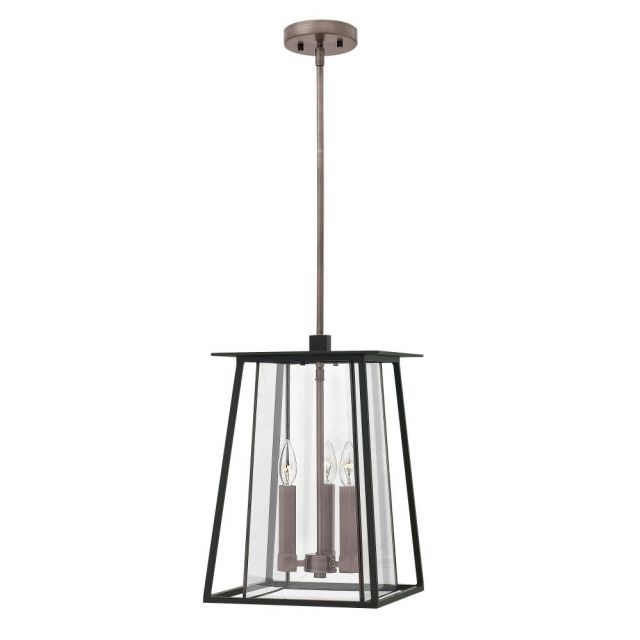 Hinkley Lighting 2102BK Walker 3 Light 17 Inch Tall Outdoor Hanging Lantern In Black With Bound Clear Glass