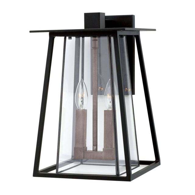 Hinkley Lighting 2104BK-LL Walker 2 Light 15 Inch Tall LED Outdoor Medium Wall Mount In Black With Bound Clear Glass