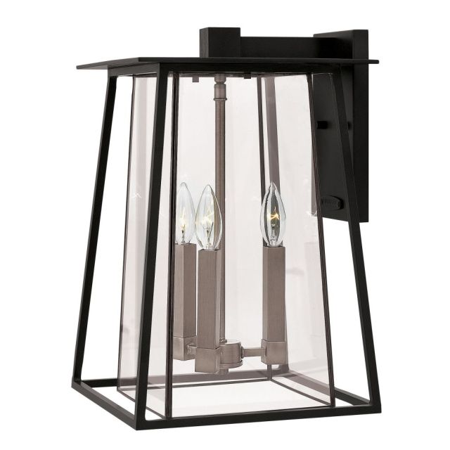 Hinkley Lighting 2105BK Walker 3 Light 18 Inch Tall Outdoor Large Wall Mount In Black With Bound Clear Glass