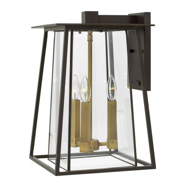 Hinkley Lighting 2105KZ-LL Walker 3 Light 18 Inch Tall LED Outdoor Large Wall Mount In Buckeye Bronze With Bound Clear Glass