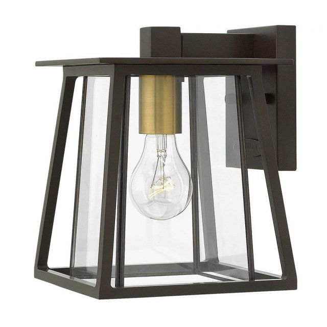 Hinkley Lighting 2106KZ Walker 1 Light 10 inch Tall Extra Small Outdoor Wall Mount Lantern in Buckeye Bronze with Heritage Brass Accents and Bound Clear Glass