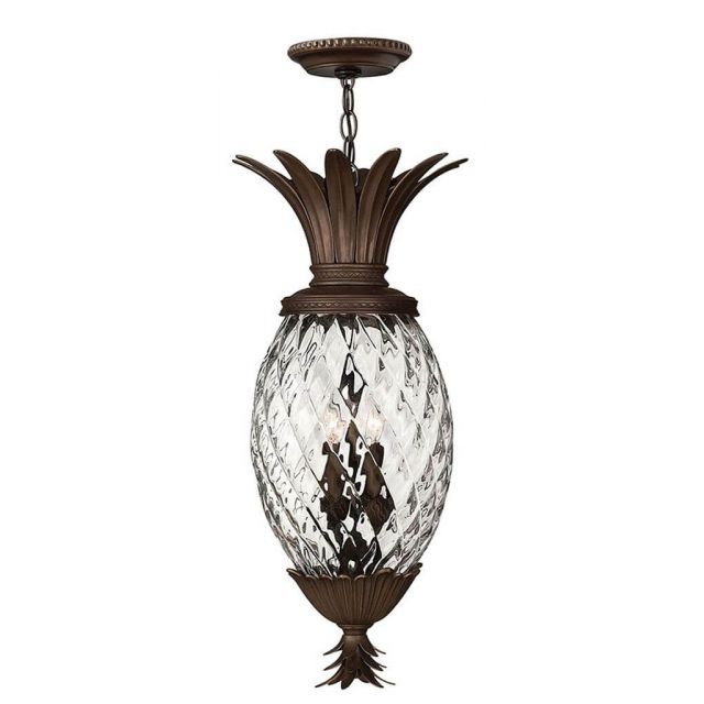 Hinkley Lighting Plantation 4 Light 13 inch Medium Outdoor Hanging Lantern in Copper Bronze with Clear Optic Glass 2222CB