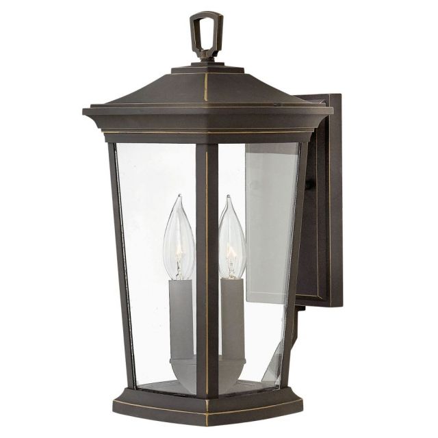Hinkley Lighting Bromley 2 Light 15 Inch Tall Small Outdoor Wall Mount In Oil Rubbed Bronze With Clear Glass 2360OZ