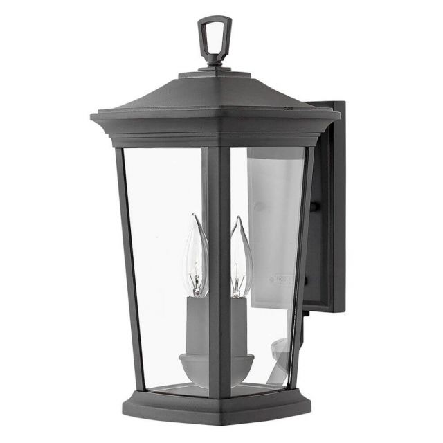 Hinkley Lighting Bromley 2 Light 16 Inch Tall LED Outdoor Wall Light in Museum Black with Clear Glass 2360MB-LL