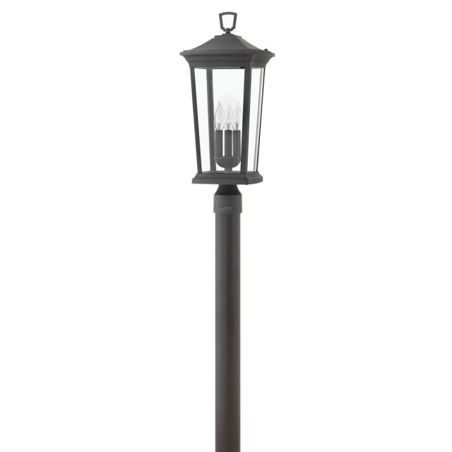 Hinkley Lighting Bromley 3 Light 23 Inch Tall Post Top-Pier Mount In Museum Black With Clear Glass 2361MB