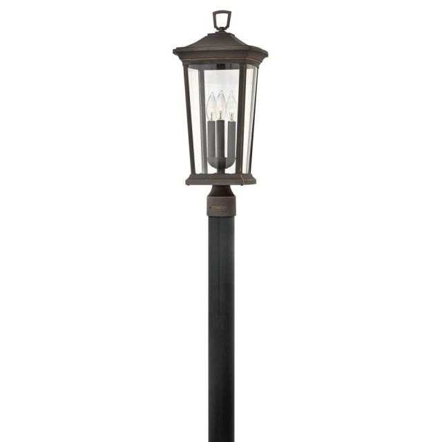 Hinkley Lighting Bromley 3 Light 23 Inch Tall Post Top-Pier Mount In Oil Rubbed Bronze With Clear Glass 2361OZ