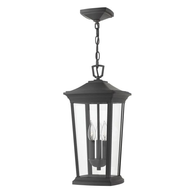 Hinkley Lighting Bromley 3 Light 19 Inch Tall Outdoor Hanging Lantern In Museum Black With Clear Glass 2362MB