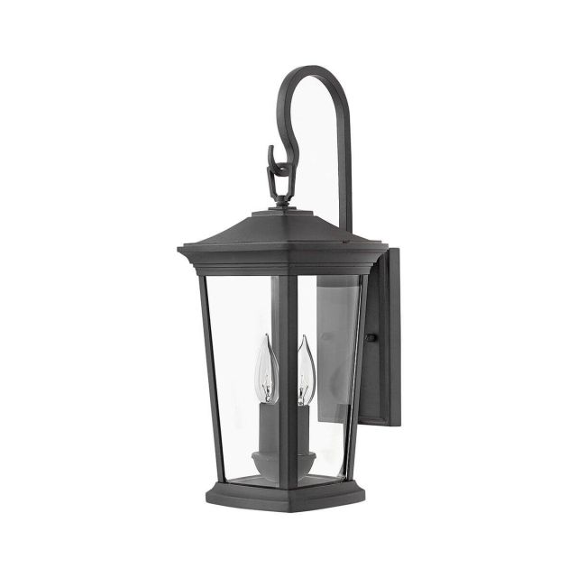Hinkley Lighting Bromley 2 Light 20 Inch Tall Outdoor Small Wall Mount In Museum Black With Clear Glass 2364MB
