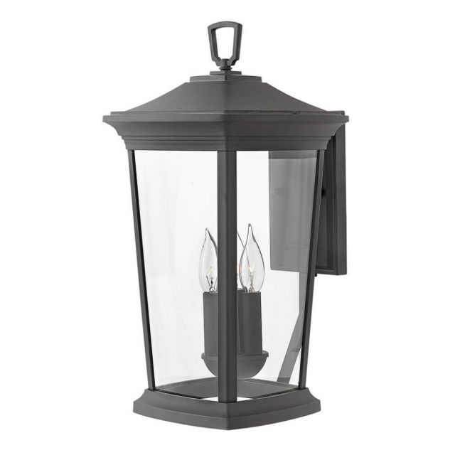 Hinkley Lighting Bromley 3 Light 19 Inch Tall LED Outdoor Wall Light in Museum Black with Clear Glass 2365MB-LL