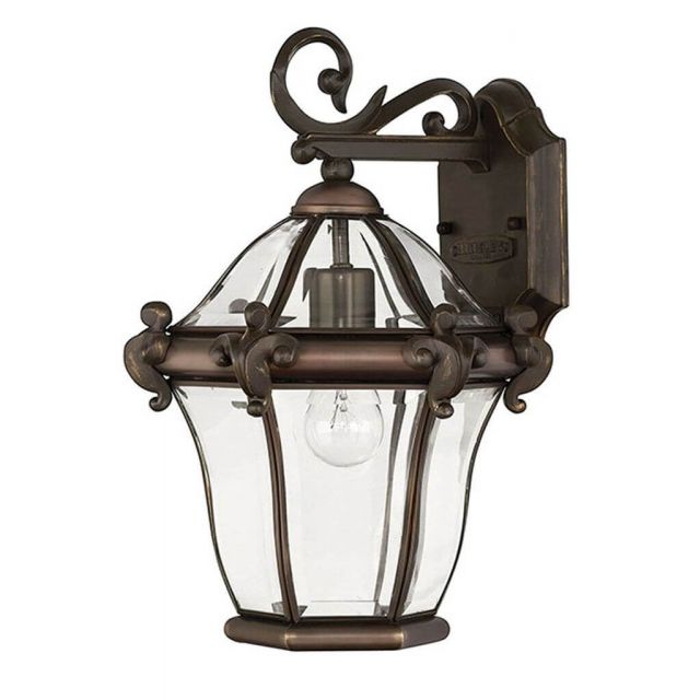 Hinkley Lighting San Clemente 1 Light 14 inch Tall Outdoor Wall Mount Lantern in Copper Bronze with Clear Beveled Glass 2440CB