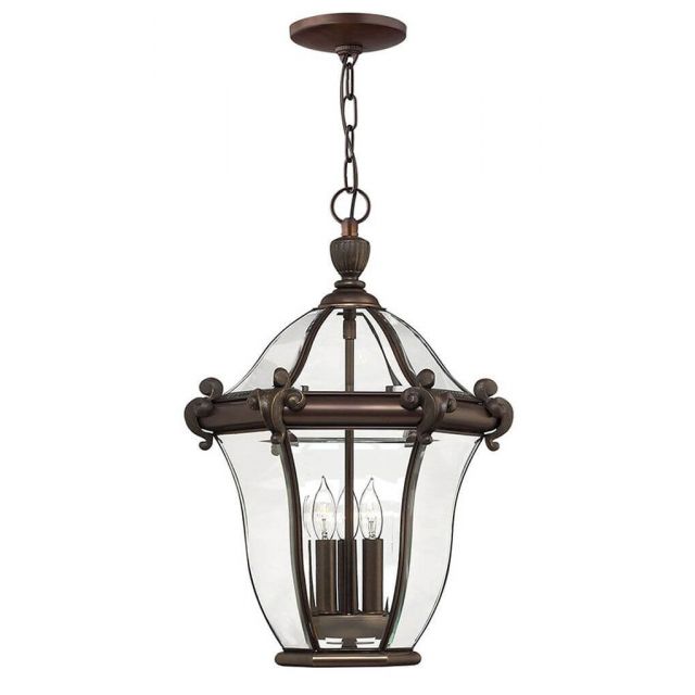 Hinkley Lighting San Clemente 3 Light 14 inch Large Outdoor Hanging Lantern in Copper Bronze with Clear Beveled Glass 2442CB