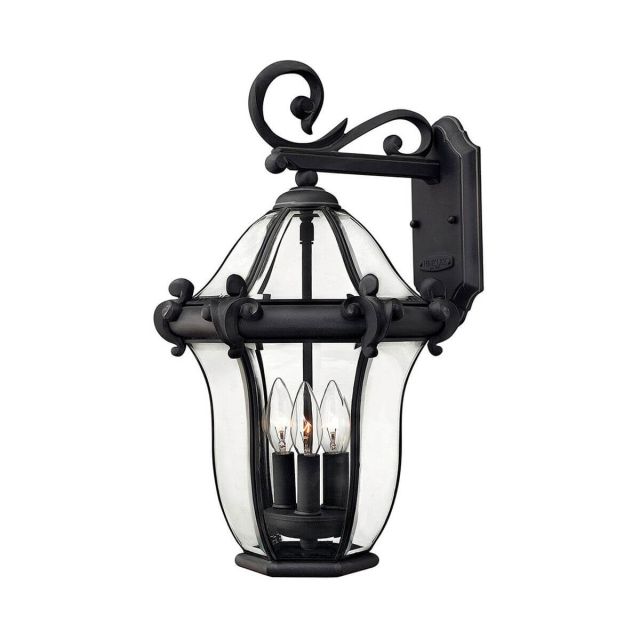 Hinkley Lighting San Clemente 3 Light 21 Inch Tall Medium Outdoor Wall Light In Museum Black With Clear, Bent, Beveled and Bound Glass 2444MB