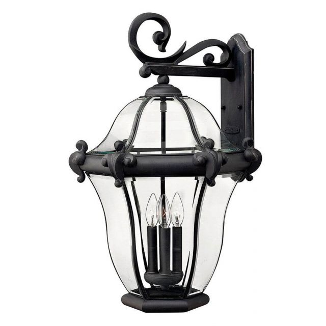 Hinkley Lighting San Clemente 4 Light 26 inch Tall Extra Large Outdoor Wall Mount Lantern in Museum Black with Clear Beveled Glass 2446MB