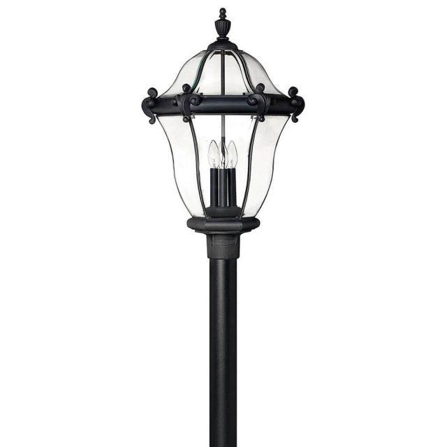 Hinkley Lighting San Clemente 3 Light 26 inch Tall Extra Large Outdoor Post Mount Lantern in Museum Black with Clear Beveled Glass 2447MB