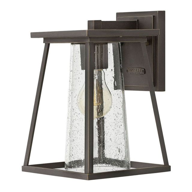 Hinkley Lighting 2790OZ-CL Burke 1 Light 11 inch Tall Outdoor Wall Mount Lantern in Oil Rubbed Bronze with Clear Seedy Glass