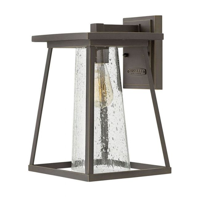Hinkley Lighting 2794OZ-CL Burke 1 Light 14 inch Tall Outdoor Wall Mount Lantern in Oil Rubbed Bronze with Clear Seedy Glass