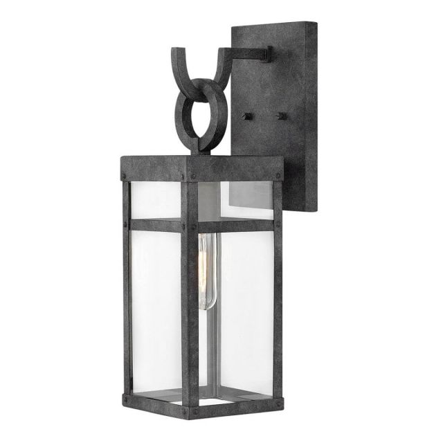 Hinkley Lighting 2800DZ-LL Porter 1 Light 19 inch Tall Small LED Outdoor Wall Mount Lantern in Aged Zinc with Clear Glass