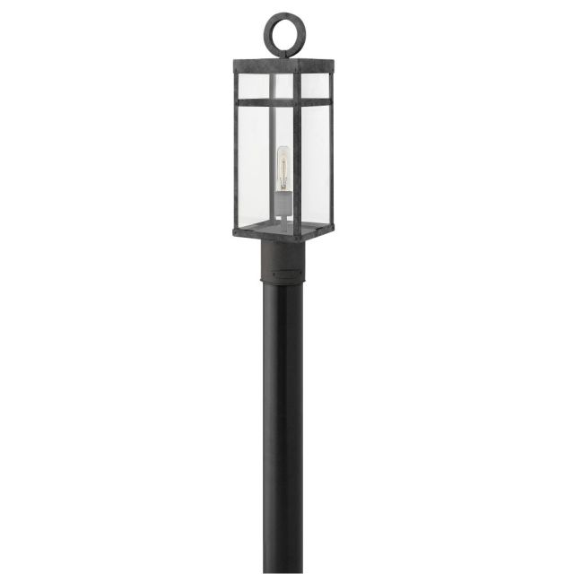 Hinkley Lighting 2801DZ Porter 1 Light 23 Inch Tall Post Top-Pier Mount In Aged Zinc With Clear Glass