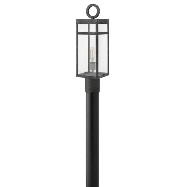 Hinkley Lighting Porter 1 Light 23 Inch Tall LED Outdoor Post Light in Aged Zinc with Clear Glass 2801DZ-LV