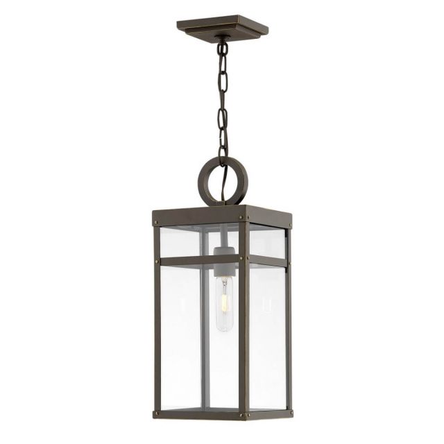Hinkley Lighting Porter 1 Light 8 inch Medium LED Outdoor Hanging Lantern in Oil Rubbed Bronze with Clear Glass 2802OZ-LL