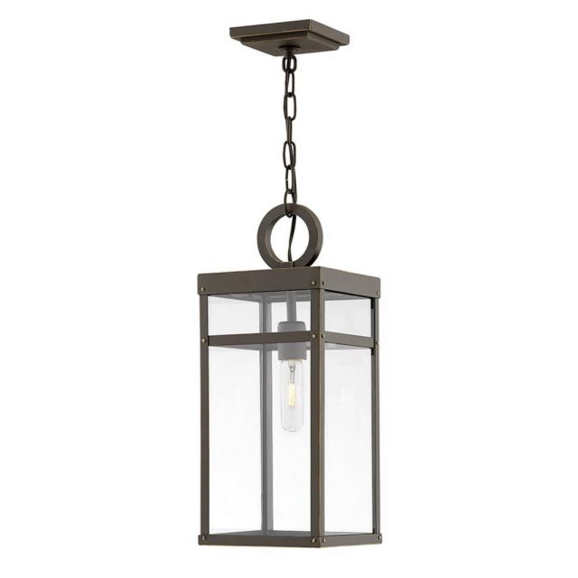 Hinkley Lighting Porter 1 Light 8 Inch Outdoor Hanging Lantern in Oil Rubbed Bronze with Clear Glass 2802OZ