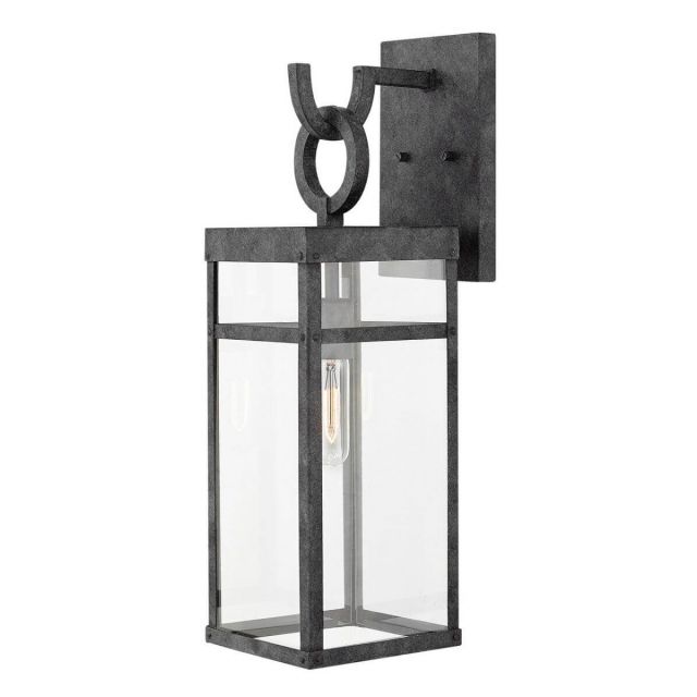 Hinkley Lighting Porter 1 Light 22 inch Tall Medium LED Outdoor Wall Mount Lantern in Aged Zinc with Clear Glass 2804DZ-LL