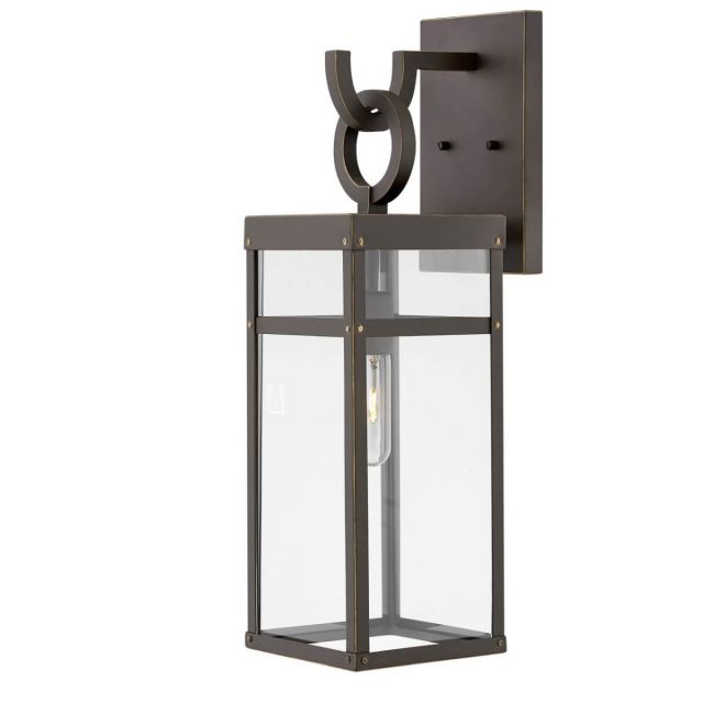 Hinkley Lighting Porter 1 Light 22 inch Tall Medium LED Outdoor Wall Mount Lantern in Oil Rubbed Bronze with Clear Glass 2804OZ-LL
