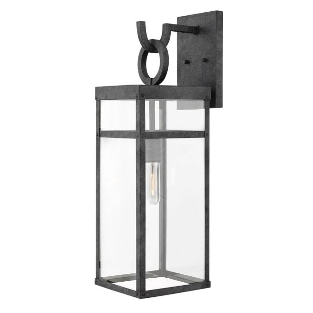 Hinkley Lighting 2805DZ-LL Porter 1 Light 25 inch Tall Large LED Outdoor Wall Mount Lantern in Aged Zinc with Clear Glass